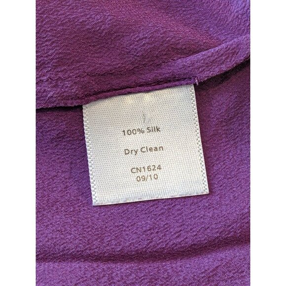 Talbots Womens Large 100% Silk Tank Top Purple Sleeveless Pullover Button Pocket - Picture 6 of 7